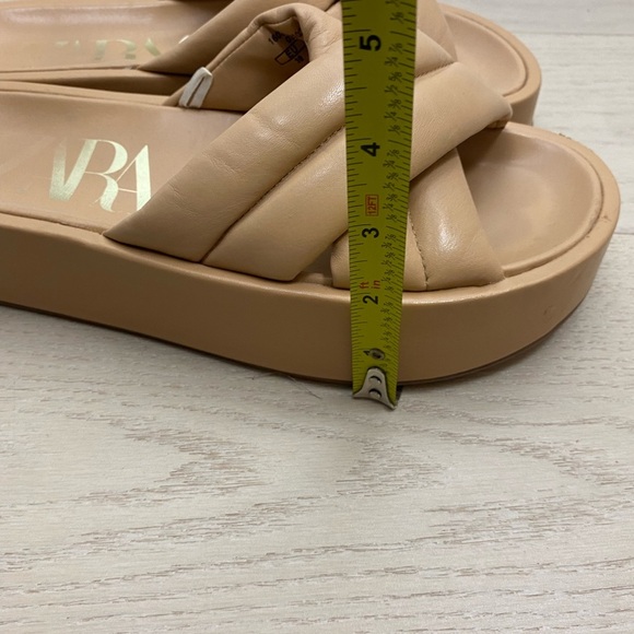 ZARA sheathed tab beige sandals slippers chunky platform quilted 39/9 - Picture 8 of 10